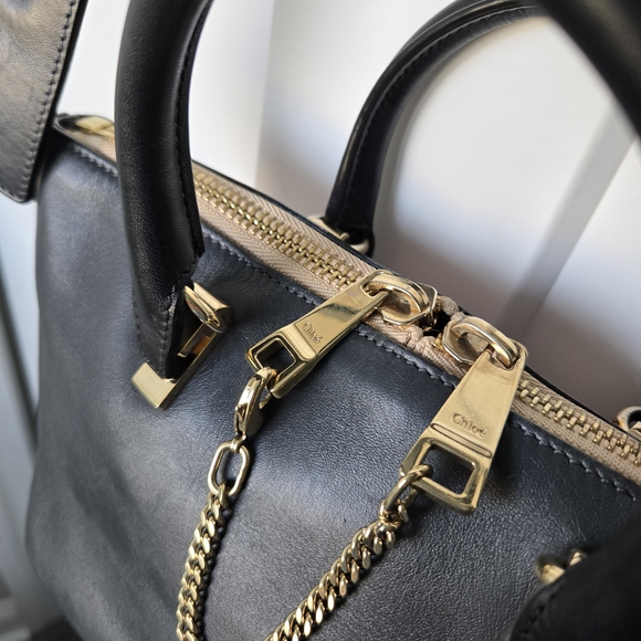 Chloe Pink and Black Satchel with Gold Accents - Picture 11 of 16